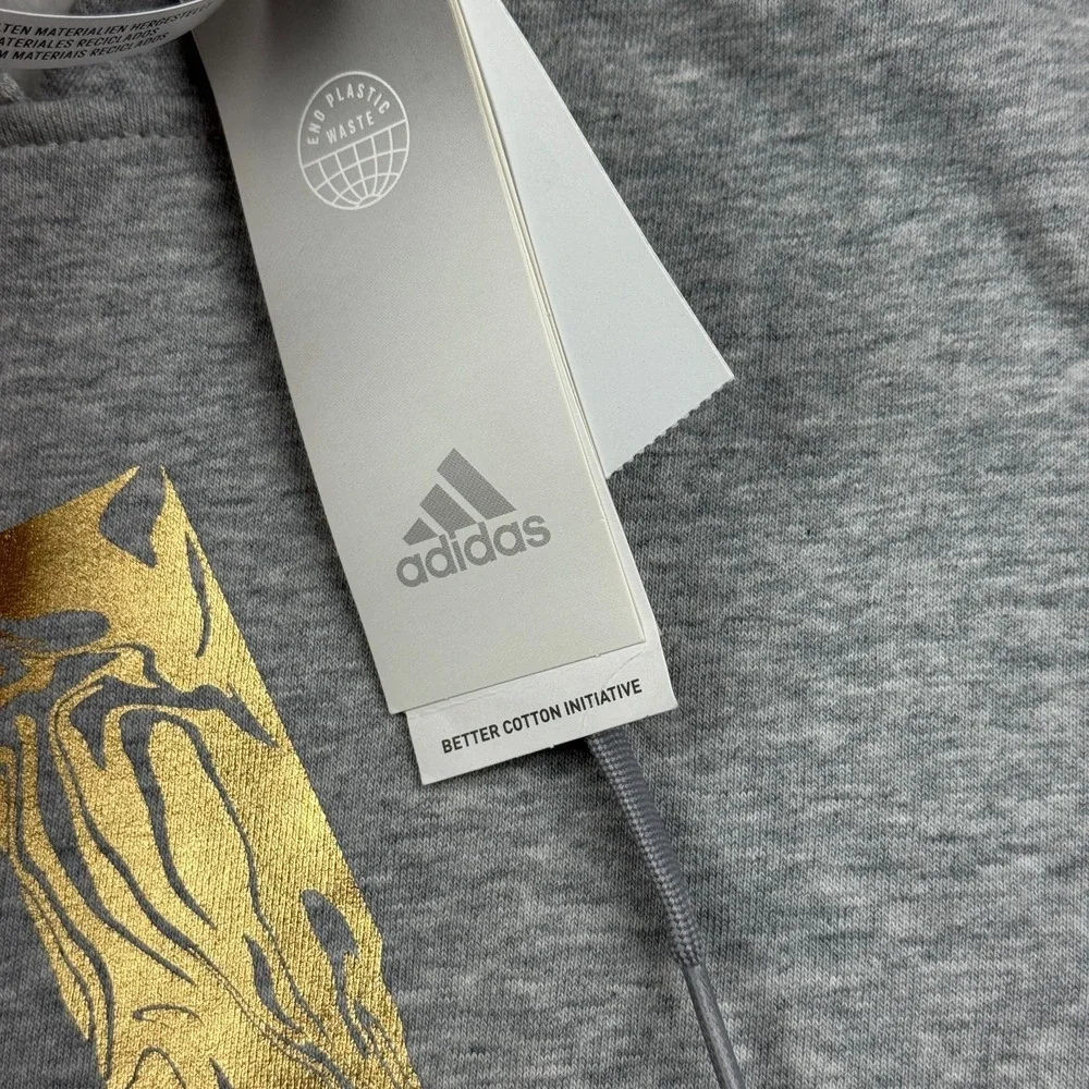 Adidas Sweater Men Large Gray  Liquid Foil Badge Sport Graphic Hoodie Jacket NWT